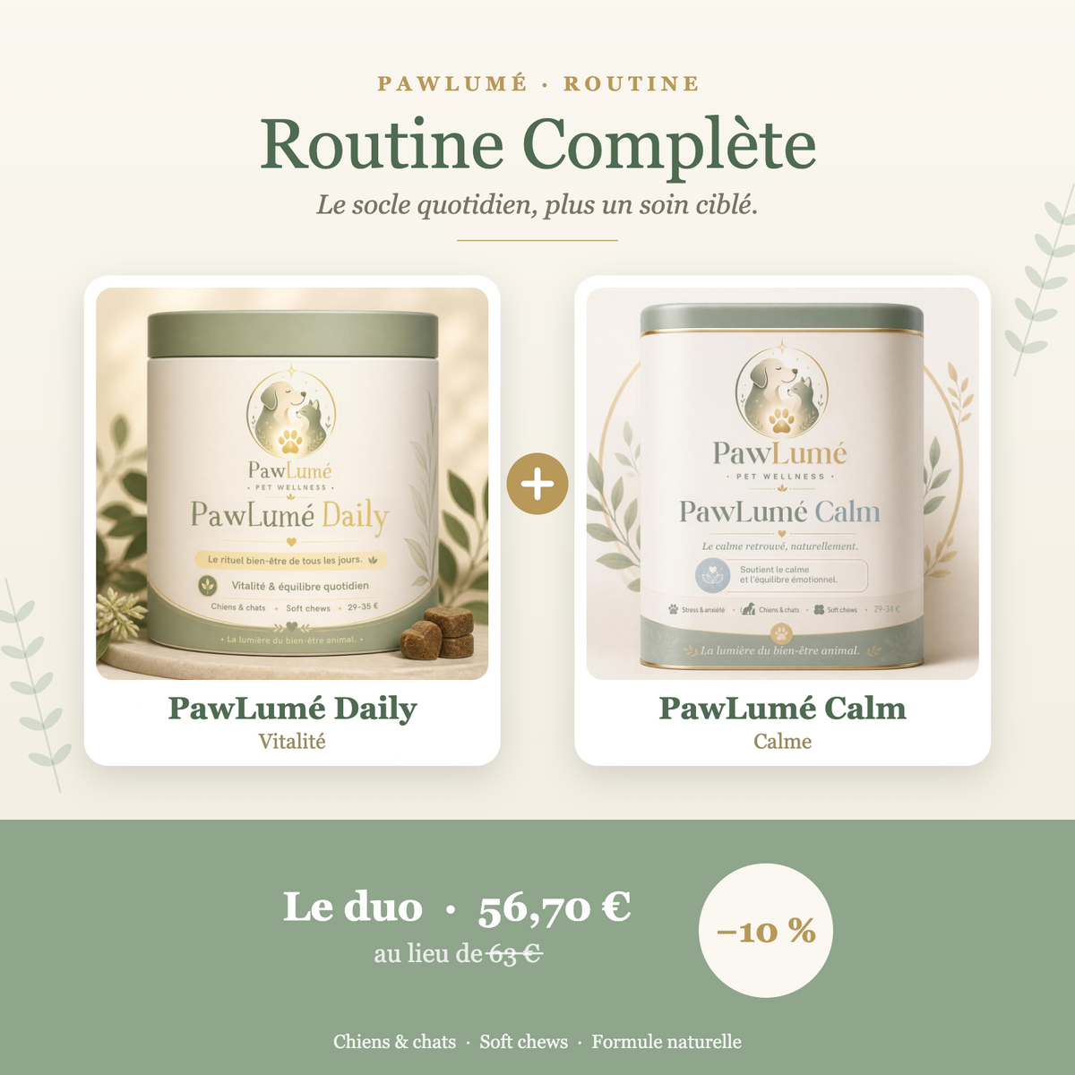 Abonnement Routine Complète PawLumé : Daily + Calm