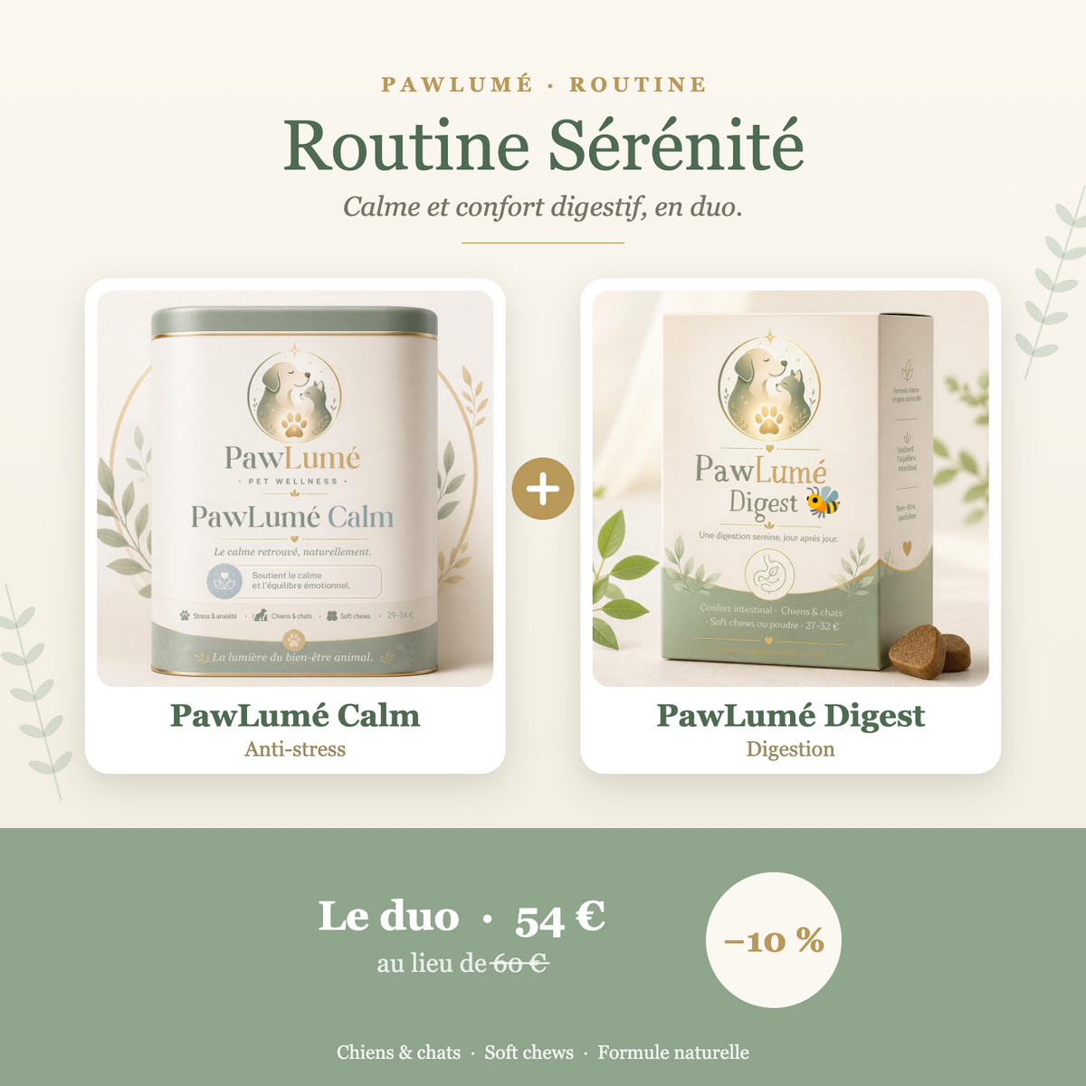 Abonnement Routine Sérénité PawLumé : Calm + Digest
